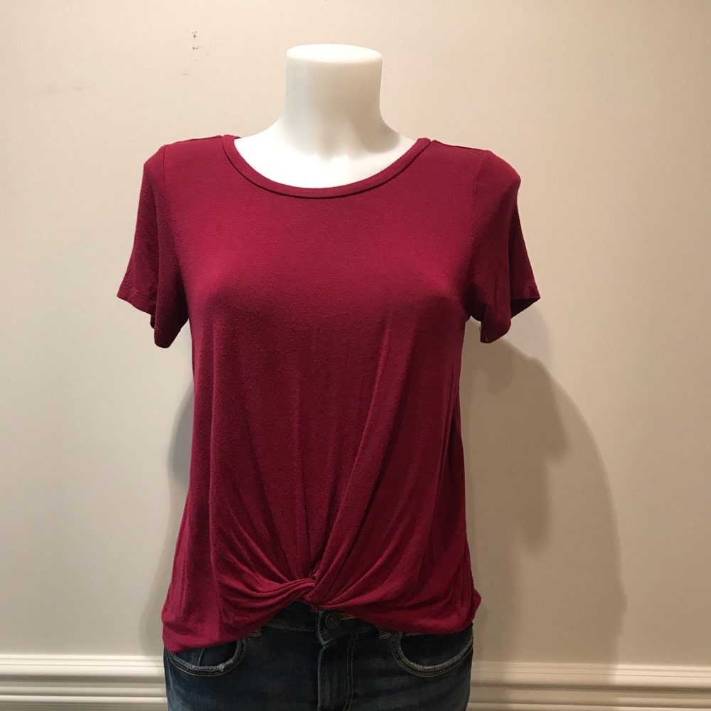 Cloud & Sky crew neck gathered front t-shirt
